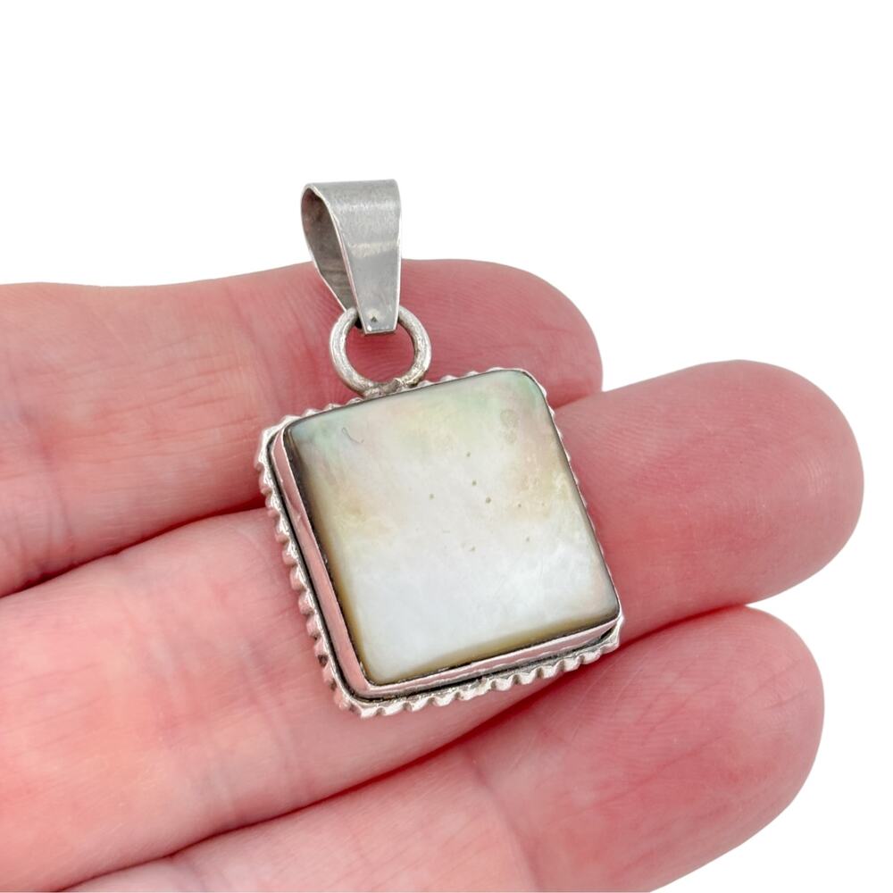 Vintage Sterling Silver 925 Square Abalone Pendant